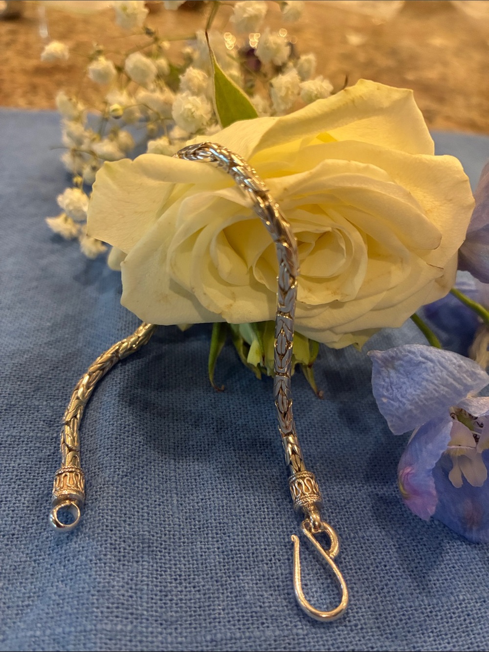 Sterling Silver Round High Polished Byzantine Bracelet  7 1/2 inches